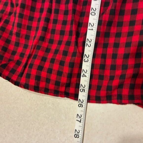 Talbots Women's Black Red Plaid Cotton Long Sleeve Button Ruffle Collar Shirt L - Picture 9 of 11